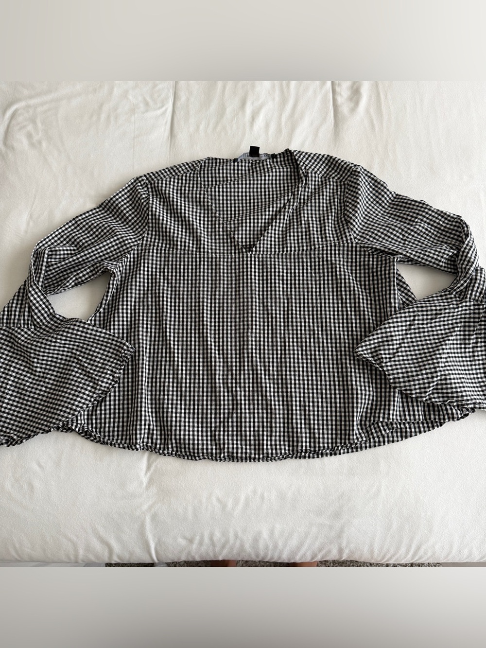 HYFVE Black & White Gingham V-Neck Blouse